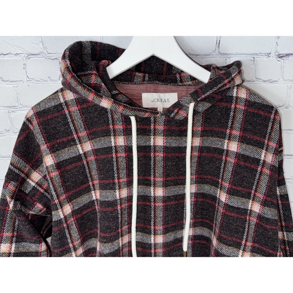 THE GREAT Teammate Cedar House Red Plaid Hoodie Size 1 - Picture 3 of 7